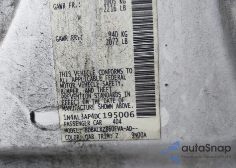 2013 Nissan Altima 2.5 Sl from USA, damaged, VIN 1N4AL3AP4DC195006